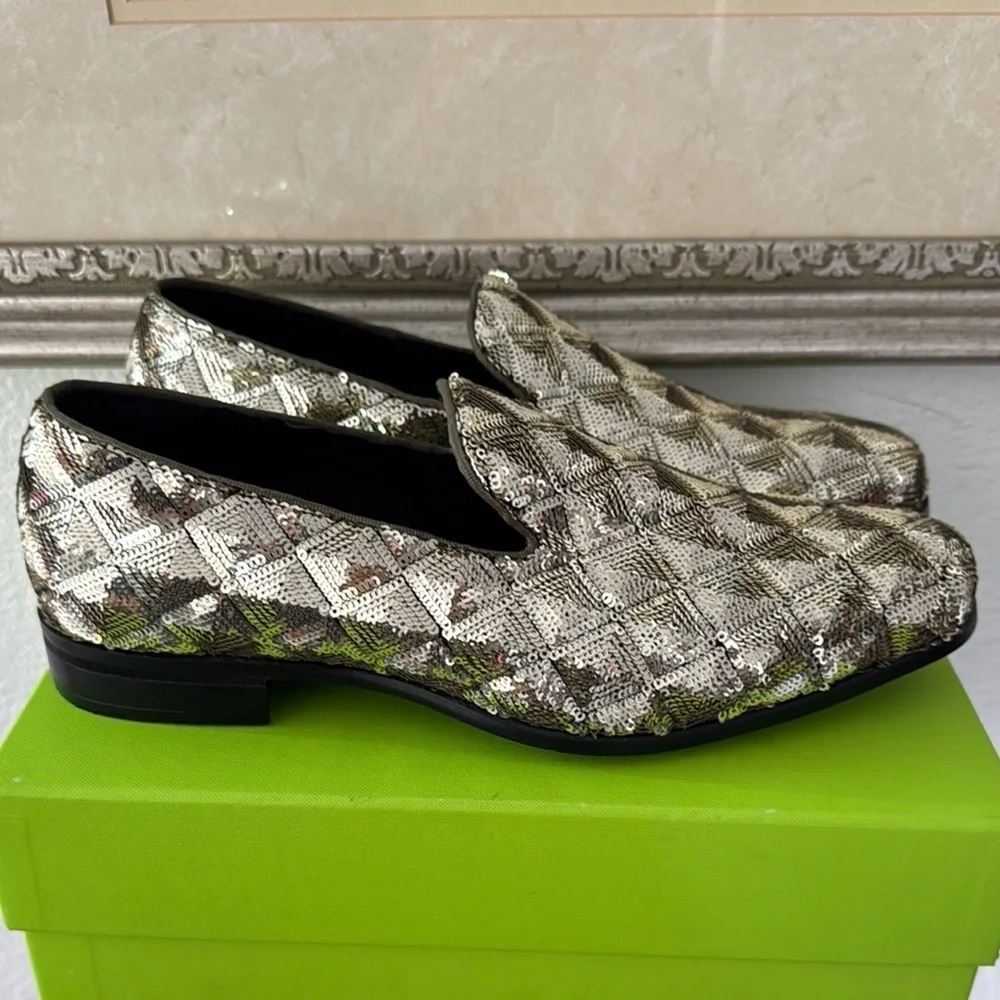 Stacy Adams Silver Oxfords with Metallic Weave